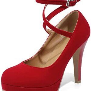 Mostrin Platform Strappy High Heel Shoes Size 7 Red